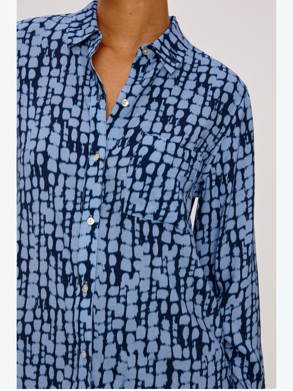 Rails Josephine Ikat Blue print Button-Down Shirt L